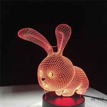 Krásne 3D Rabbit Tvar Lampa LED Atmosféru Svetlo Lampy s Prepnúť Tlačidlo Lampa ako Deti Dovolenku Darčeky Najlepšie Baby Sleepin AW-615