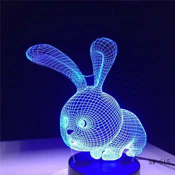 Krásne 3D Rabbit Tvar Lampa LED Atmosféru Svetlo Lampy s Prepnúť Tlačidlo Lampa ako Deti Dovolenku Darčeky Najlepšie Baby Sleepin AW-615