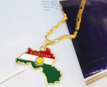 Kurdistan Mapa Regiónu Prívesok Náhrdelníky Reťazca 45 cm/60 cm, Vlajka Kurdskej Šperky Pre Mužov
