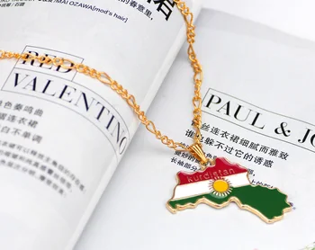 Kurdistan Mapa Regiónu Prívesok Náhrdelníky Reťazca 45 cm/60 cm, Vlajka Kurdskej Šperky Pre Mužov