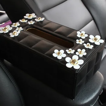 Kvet auto, interiér dekorácie doplnky pre dievčatá Lady pásov kryt kožený volant, kryt tkaniva box