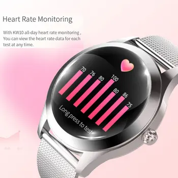 KW10 Smart Hodinky Ženy, Vodotesný IP68 Monitorovanie Srdcovej frekvencie Bluetooth Pre Android IOS Fitness Náramok Smartwatch