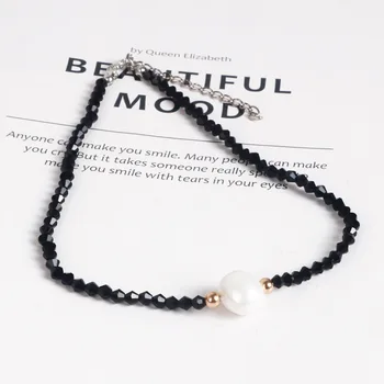 Kórejský módne black crystal krátke clavicle náhrdelník golier temperament náhrdelník ženy