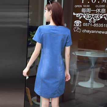 Kórejčinu Plus Veľkosť Džínsové Šaty Pre Ženy, Letné Šaty 2020 Bežné Vrecko S Tlačidlo Sexy Mini Džínsy, Šaty 3xl 4XL BOodinerinle