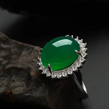 Kúzlo Green Jade Striebro 925 Krúžok Etnických Vintage Emerald Drahokam Svadobné Zásnubné Prstene Pre Ženy, Ženské Jemné Šperky Dary
