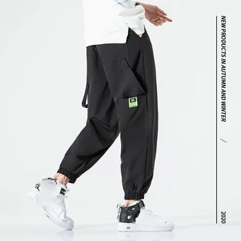 L-5XL 95% Bavlna Tepláky pánske Nohavice HIP HOP Zelená Čierna Potu Bežné Nohavice 2020 Streetwear Jar, JESEŇ