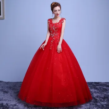 LAMYA Crystal Čipky Svadobné Šaty Červená Béžová Nevesta Dressbrautkleid Vestido Ženy Diamond Tehotné Plus Veľkosť Svadobné Šaty Čipky