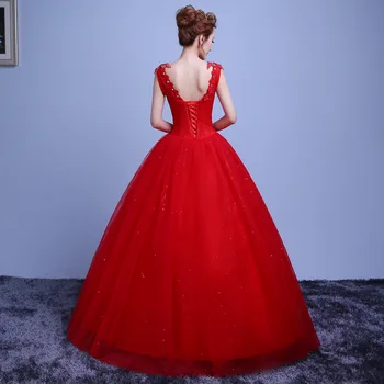 LAMYA Crystal Čipky Svadobné Šaty Červená Béžová Nevesta Dressbrautkleid Vestido Ženy Diamond Tehotné Plus Veľkosť Svadobné Šaty Čipky