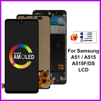 LCD A515F AMOLED Pre Samsung Galaxy A51 LCD SM-A515FN/DS A515F/DS A515 Displej Dotykový Displej Digitalizátorom. Pre Samsung A515 Displej