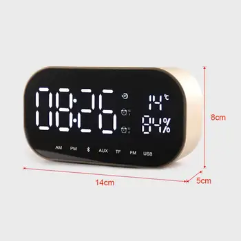 LCD Digitálny Duálny Alarm Zrkadlo Hodiny Bezdrôtové Bluetooth Reproduktorov Bass, FM Rádio, USB Nabíjací Kábel, Prehrávač Hudby Spánok Teplota