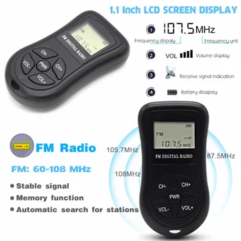 LCD Displej Osobné Mini Digitálny FM Rádio s Slúchadlo Prídavné Prenosné Digitálne FM Rádio kontinuálne byť použité pre 50 - 60h