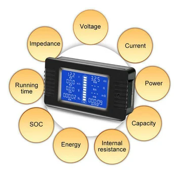 LCD Displej volt amp merač Digitálny Prúd Napätie Solárneho Napájania Multimeter Ammeter Voltmeter Battery Monitor Meter