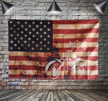 Lebka Rider Retro USA Vlajky Zástavy Umenie Domáce Dekorácie Visí vlajka 4 Gromments v Rohoch 3*5 FT 144cm*96 cm