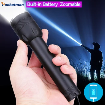 LED Baterka S O5 T6 USB Nabíjateľné Zoomovateľnom Pochodeň vstavaná lítiová batéria 1800mAh Nepremokavé camping baterka