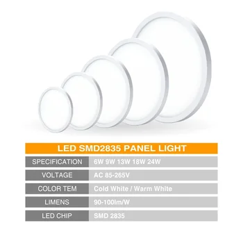 LED Panel svetlo Povrchovú montáž Downlight Lampa AC85-265V 48W 36W 24W 18W 13W 9W 6W Ultra Tenký LED Stropné svietidlo Pre Kuchyňa, Kúpeľ