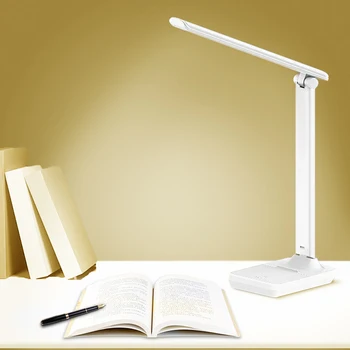 LED Stolná Lampa Nabíjateľná 1200mAh 3 Svetlá Farba Stlmiť Jas Telefón Základne Držiaka Kožené stolná Lampa Stôl Svietidla