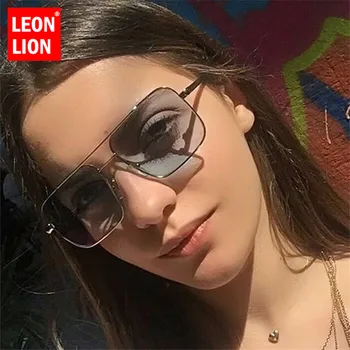 LeonLion 2021 Námestie Veľké Rámom slnečné Okuliare Ženy Gradient Slnečné Okuliare pre Ženy Feminino Retro UV400 Lentes De Sol Mujer