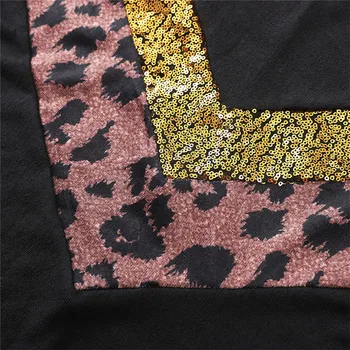 Leopard Tlač Mikina Ženy Jeseň Top Ladies Fashion sequin Mikiny s Dlhým Rukávom Voľné Hoody Dámy Streetwear