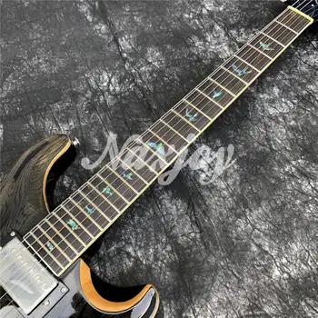 Lesklý Čierny 6 reťazcové Elektrické Gitary,pevné telo Mahagón Rosewood hmatníka gitary,Skutočné fotografie,doprava Zdarma