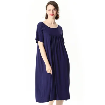 Letné Bežné Ženy Nightgown Sleepwear PLUS VEĽKOSŤ Nightdress Odev Mäkké Bavlnené Intímne Bielizeň Modálne Polovice Dĺžky Domov Šaty
