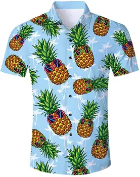 Letné mužov bežné tričko 3D vytlačené Havajské tropical beach fashion-krátke rukávy klope pohodlné, vysoko kvalitné tričko tričko