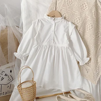 Letné Šaty Pre Dievčatká Detí Bežné Biele Šaty, Oblečenie pre Deti Móda Lístkového Rukáv Šaty Princezná Šaty