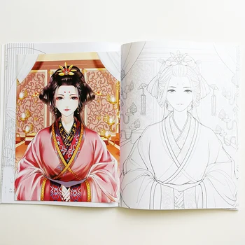 Linka Kreslenie Knihe Staroveké Čínske Oblečenie Sfarbenie Knihy pre Dospelých /Dievčatá Anti-stres Graffiti Umenia Knihy