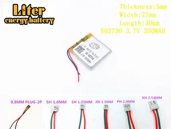 Liter energie batéria 3,7 V 350mAh 502730 plug Lithium Polymer Li-Po Nabíjateľná Batéria Pre MP3 MP4 MP5 Lítium-polymérová batéria