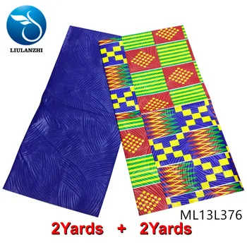 LIULANZHI Afriky vosk tkaniny Najnovšie Zmiešané farby kolokačných vosk polyester textílie 2+2yards ankara reálne vosk ML13L375-ML13L390
