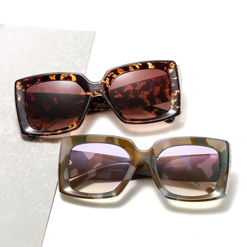 LongKeeper Fashion Square Slnečné Okuliare Ženy Retro Dizajn Značky Hrubé Rám Leopard Slnečné Okuliare Mužov Vintage Veľké Odtiene Okuliare