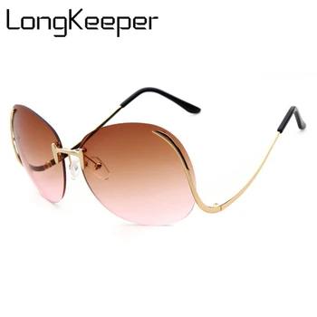 LongKeeper Nadrozmerná Slnečné okuliare Značky Dizajnér Ženy Veľké Veľkosti Žena Jasný Objektív okuliare, Transparentné Gradient bez obrúčok slnečné Okuliare