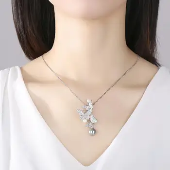 LUOTEEMI Módny Prívesok Motýľ Náhrdelník pre Ženy-Móda Malá CZ Zvierat Crystal Choker Šperky, Svadobné Nevesty Datovania Dary