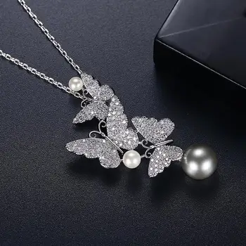 LUOTEEMI Módny Prívesok Motýľ Náhrdelník pre Ženy-Móda Malá CZ Zvierat Crystal Choker Šperky, Svadobné Nevesty Datovania Dary