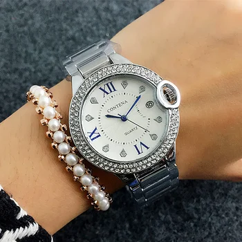 Luxury Diamond Business Šaty náramkové hodinky CONTENA Elegantné Dámske Hodinky Quartz Crystal Fashion Dial Ženy Sledovať Ceasuri horloges