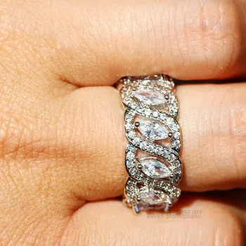 Luxusné 925 Sterling silver Marquise Cut-Diamond Zapojenie Snubné Prstene, Šperky Pre Ženy