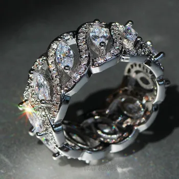 Luxusné 925 Sterling silver Marquise Cut-Diamond Zapojenie Snubné Prstene, Šperky Pre Ženy