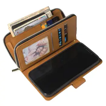 Luxusné Flip Kožené 9-Karty Zips Puzdro Pre Iphone 12 Pro Max Mini Ultra-Tenké Peňaženky, Magnetický Kryt Pre Iphone 12 Pro Stojan Prípadoch