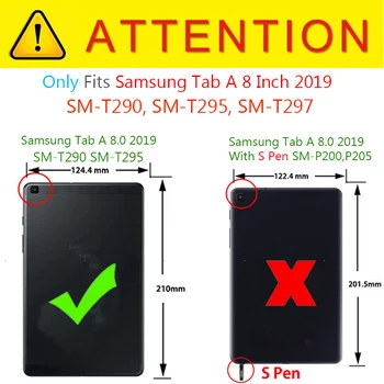 Luxusné puzdro Pre Samsung Galaxy Tab 8.0 2019 SM-T290 SM-T295 T290 T295 T297 Magnetický Kryt Funda Tablet PU Kožené Stojan Shell