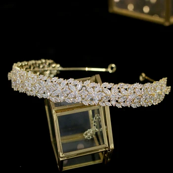 Luxusné zirconia koruny elegantné nevesta svadobné svadobné doplnky do vlasov hlavový most svadobné šaty strany šperky