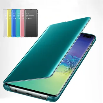 Luxusné Zrkadlo Flip Inteligentný Kryt Pre Samsung galaxy S7 okraji S8 S9 S10 Lite S10 Plus A10 A20 A40 A20E Prípade Shockproof Stojan Coque