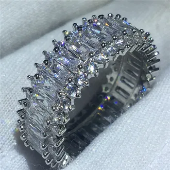 Luxusné Šperky 925 Sterling Silver ring Sona 5A zirkón Kameň Zapojenie Svadobné Kapela Prstene pre ženy, mužov Darček