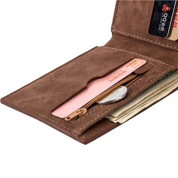 Luxusný Dizajn PU Mužov Peňaženky 2020 Retro Krátke Peňaženky Ultra-tenké Bežné Mince Kabelku Mince Taška Otvoriť Dolár Taška Top Solid Farba Peňaženky