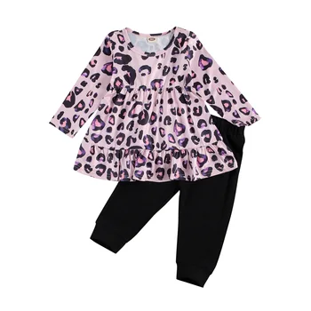 Ma&Baby 1-6Y Jeseň Jar Batoľa, Dieťa Dievčatá Oblečenie Nastaviť Leopard Dlhý Rukáv Tunika Topy, Nohavice, Oblečenie Dieťa Oblečenie