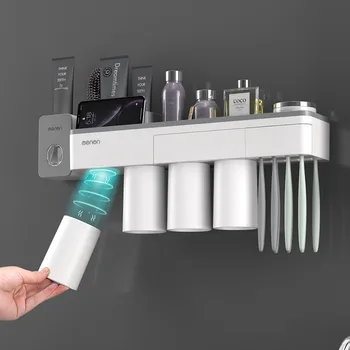Magnetické Adsorpcie Kefka Držiteľ Automatické Zubná Pasta Squeezer Domov Úložné Poličky Kúpeľňové Doplnky Nastaviť Domácnosti Položky