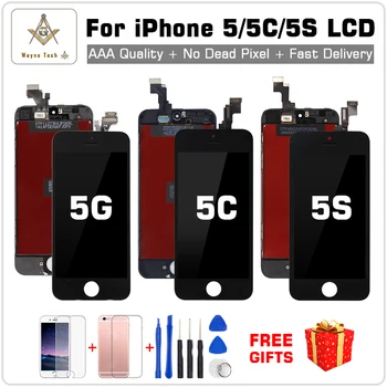 Maloobchod AAA Kvalite Displeja Pre iPhone 5 5S 5C LCD Displej S Digitalizátorom. A Rám Extra Darčeky, Doprava Zdarma
