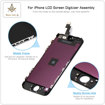 Maloobchod AAA Kvalite Displeja Pre iPhone 5 5S 5C LCD Displej S Digitalizátorom. A Rám Extra Darčeky, Doprava Zdarma