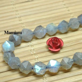Mamiam Prírodných A+ Modrá Flash Labradorit Diamond Tvárou Korálky 6 mm Kolo Drahokam DIY Náramok, Náhrdelník Šperky Robiť Dizajn