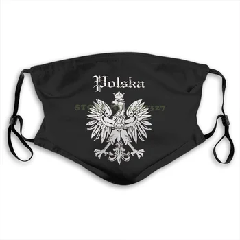 Masku Na Tvár Meangear Polska Eagle Poľskej Vlajky Symbol Poľsko Módny Dizajn Zábavné Biela Čierna Opakovane Ochranné Masky