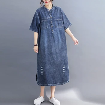 Max LuLu Lete Roku 2020 Nový Kórejský Módny Štýl Dámy Voľné Šaty Dámske Ležérne Vintage Denim Šaty Elegantné Vestidos Plus Veľkosť