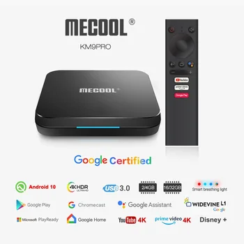 MECOOL KM3 ATV Androidtv Certifikované spoločnosťou Google TV Box Android 10 4 GB 64 GB Android 9.0 KM9 PRO 4 GB 32 GB 2G 16 G Amlogic S905X2 4K Wifi